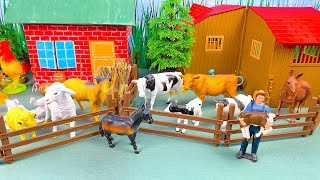 Realistic Farm Diorama With Animals And Barnyard  Cow Pig Horse And Sheep [upl. by Cattan]