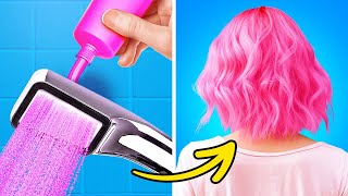 🌈Colorful Hair Hacks For Girls  DIY Beauty Tricks And Smart Girly Hacks 👠💎 [upl. by Gnok]