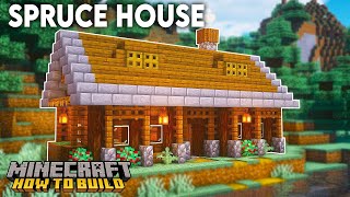 Minecraft How to Build a Spruce House  Wooden Survival House [upl. by Werner]