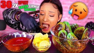 30 2X SPICY GREEN LIPPED MUSSELS IN 10 MINS CHALLENGE SEAFOOD BOIL MUKBANG 먹방  QUEEN BEAST [upl. by Laurella805]