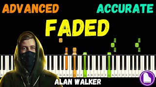 Faded 🌠 Alan Walker 🌠 Advanced Piano Tutorial MIDI  Sheet Music [upl. by Nirrat]