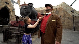 Trying to steal the Hogwarts Express at the Wizarding World of Harry Potter [upl. by Nnylhtak]