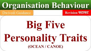 Big Five Personality Traits big five model of personality OCEAN big five personality test OB [upl. by Eednam]