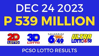 Lotto Result December 24 2023 9pm PCSO [upl. by Purdy]