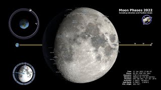 Moon Phases 2022 – Northern Hemisphere – 4K [upl. by Enneyehc]