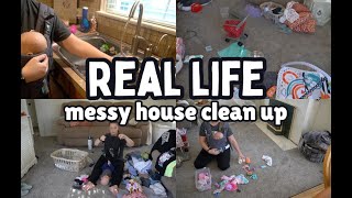 REAL LIFE MESSY HOUSE CLEAN UP  GET STARTED CLEANING THE MESS [upl. by Anuayek]