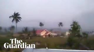 Footage shows Indonesian earthquake causing soil liquefaction [upl. by Leonard]