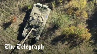 Decoy Russian tank inflatables spotted by Ukrainian drone [upl. by Emersen516]