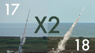 160mm caliber target rocket two launches in two hours side by side videos arcaspace ecorocket [upl. by Acimak]