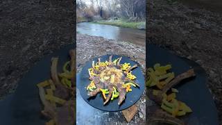 cooking ribs outdoors ribs steak steakcooking outdoors cooking cookingvlog meatlovers [upl. by Ecinereb]