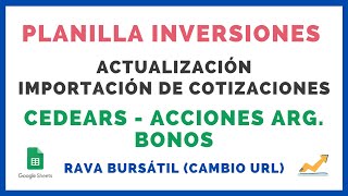 📊 Actualización PLANILLA INVERSIONES 💸 Cambio en URL Rava 💲 Cedears Bonos Acciones Argentinas [upl. by Artimas]