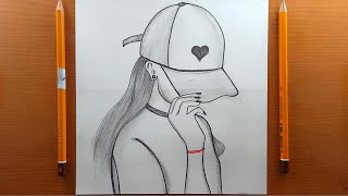 Disegno Ragazza Con Cappello Cuore con una matita  Facile Disegno Una Bella Ragazza Con Un Cappello [upl. by Aseeral]