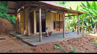 finished log house wooden windows and doors  cabin in the woods living off the grid [upl. by Naujal]