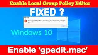 gpeditmsc Missing Windows 10  How To Enable Local Group Policy Editorgpeditmsc In Windows 10 [upl. by Elleuqar]