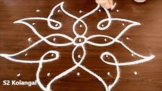 sikku kolam with 5X5 dots  easy rangoli designs  melikala muggulu designs with dots [upl. by Eibbil]