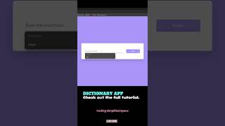 Dictionary App tutorial 👇 css html javascript project tutorial codingsimplifiedspace coding [upl. by Sheaff645]