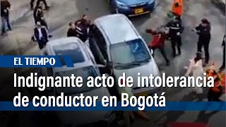 Indignante acto de intolerancia de conductor afuera del Movistar Arena en Bogotá  El Tiempo [upl. by Enyaw]