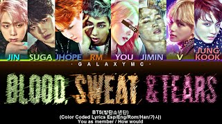 BTS방탄소년단 피 땀 눈물Blood Sweat amp Tears Color Coded Lyrics EspEngRomHan가사 8 MEMBERS ver [upl. by Stanwinn]