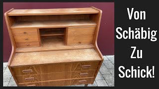 DIY Midcentury Teak Furnier Schreibtisch Restaurierung Furnier richtig aufarbeiten [upl. by Besnard59]