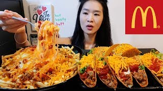 McDonalds Super Cheesy Loaded Fries amp Crunchy Tacos w Pork Cheese Fries amp Taco Recipe Mukbang Asmr [upl. by Amalia]