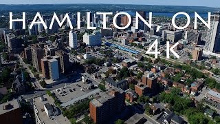 Downtown Hamilton Ontario Canada Aerial Drone View Ultra High Definition 4K [upl. by Lizzy]