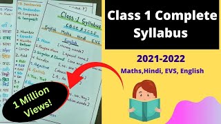 Class 1 Syllabus All Subject  Class 1 Syllabus For CBSE amp ICSE  Class 1 Latest Syllabus 20212022 [upl. by Prescott22]