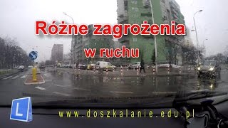 Zagrożenia w ruchu podczas jazd doszkalających Zagrożenie Trudnemiejsca WarszawaBiałołęka [upl. by Adnolaj]