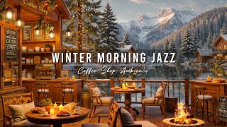 Winter Morning Jazz ⛄ Cozy Coffee Porch Ambience with Smooth Jazz Background Music to Relax Study [upl. by Boak]