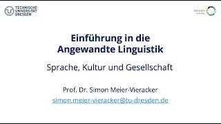 Einführung in die Angewandte Linguistik – Sprache Kultur und Gesellschaft [upl. by Elakram]