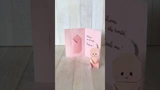 How to make an origami greeting card for a newborn baby Paper baby gift tutorial origamiho [upl. by Bruni998]