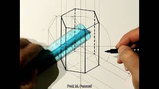 Assonometria isometrica di un prisma a base esagonale  parte 2 di 2 [upl. by Aicile]
