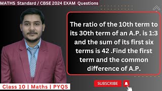 The ratio of the 10th term to its 30th term of an AP is 13 and the sum of its first six terms is [upl. by Rotman37]