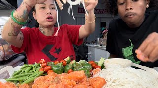 Raw Salmon and Vegetables Mukbang with JuiceJayy [upl. by Acined]