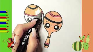 COME DISEGNARE FACILE DISEGNI KAWAII CARINI DA FARE strumenti musicali maraca [upl. by Reeve872]