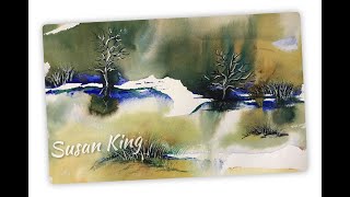 756 Watercolour Abstract Landscape with Brusho Crystals watercolor [upl. by Gnouhk]