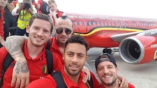 The Belgium National Team Fly Out Of Brussels To Their Euro 2016 Base In Bordeaux France [upl. by Eselehs702]