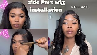 SIDE PART WIG INSTALL  curlyhairwigs curlyhairstyles sideparthairstyle wigtutorial [upl. by Namad]