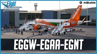 MSFS LIVE  Real World easyJet OPS  Fenix A320  SHARKLETS  iniBuildsLuton Belfast amp Newcastle [upl. by Erdnaek]