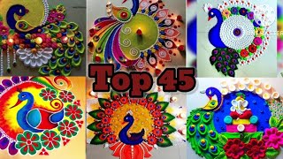 Diwali rangoli design peacock  simple rangoli designs  2024 best colourfull [upl. by Eignav]