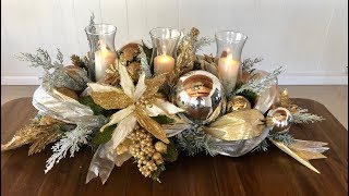 GLAM Christmas Centerpiece In Gold Dollar Tree Glam Centerpiece DIY Holiday Decor On A Budget [upl. by Yerac361]