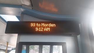 CURTAILED  IBUS  quotRoute 93 to Morden Stationquot  WHV105 BT65JFZ [upl. by Elletse]