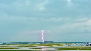 Lightning strikes Tornado Warning Windshear Rare MD83 Wild TPA [upl. by Hobart]