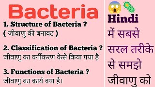 Bacteria Structure Classification Functions  हिंदी  जीवाणु का वर्गीकरण और कार्य हिंदी में [upl. by Anid732]