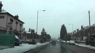 Driving In Snow Along Tudor Way amp Bromyard Road Worcester Worcestershire UK 4th February 2012 [upl. by Rodger]