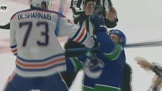 Vincent Desharnais Crosschecks Anthony Beauvillier In the Face Scrum Ensues [upl. by Sol]