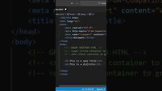 Span Or Div Tag In HTMLhtml coding webdevelopment htmlelement attributes shorts [upl. by Yrollam]