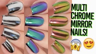 Rainbow MultiChrome Mirror Nails Shiny AF DIY [upl. by Dwaine191]