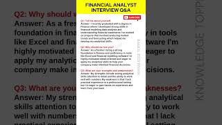 Financial Analyst Interview Questions and Answer [upl. by Boykins]