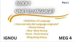 Definition of Language  Divine theory  Bow wow theory  pooh pooh theory  ding dong theory meg4 [upl. by Ralat]