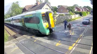 Heartstopping near misses at railway level crossings in CCTV released by Network Rail [upl. by Yessac]